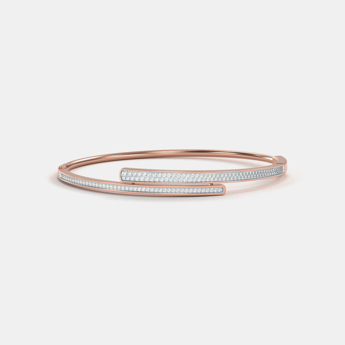 Pave Moissanite Overlap Bangle In Rose Gold