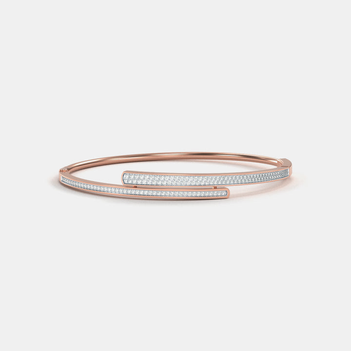 Pave Moissanite Overlap Bangle In Rose Gold