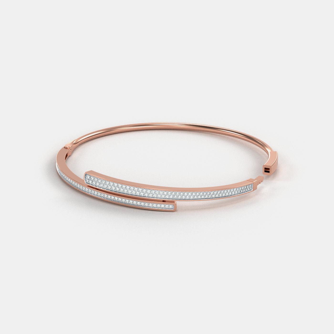 Pave Moissanite Overlap Bangle In Rose Gold