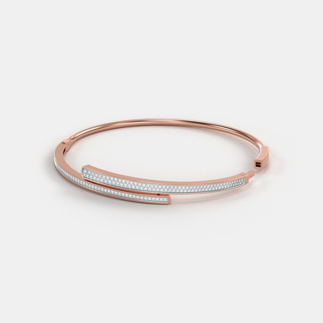 Pave Moissanite Overlap Bangle In Rose Gold