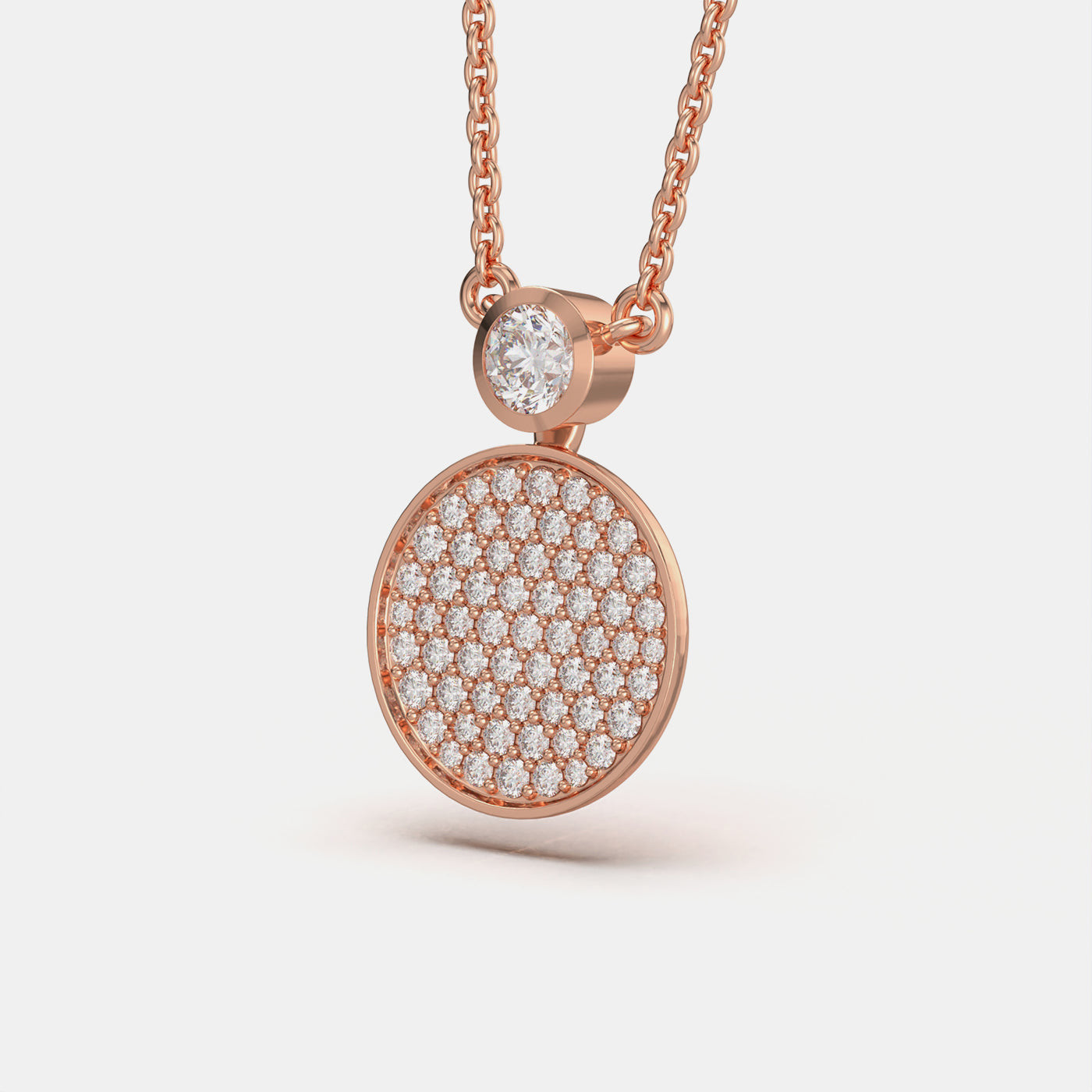 Circle Pave Moissanite Pendant In Rose Gold