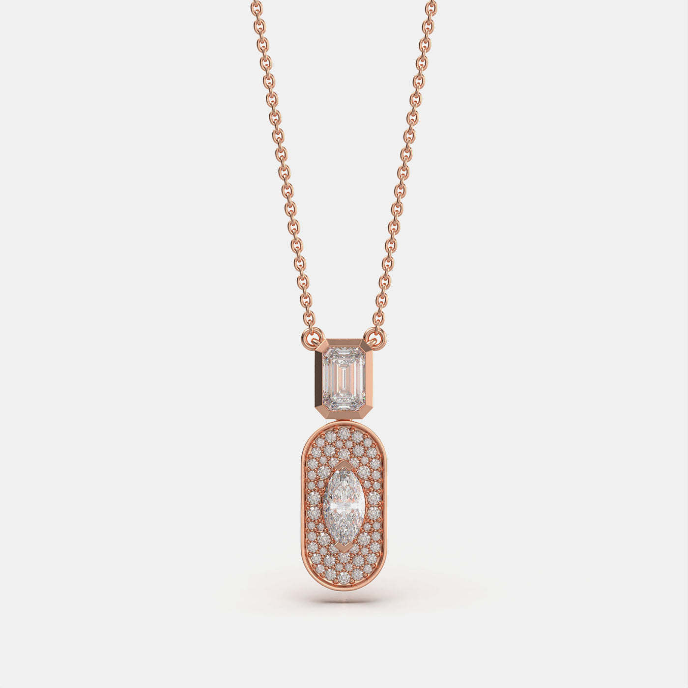 Oval Cluster Moissanite Pendant In Rose Gold