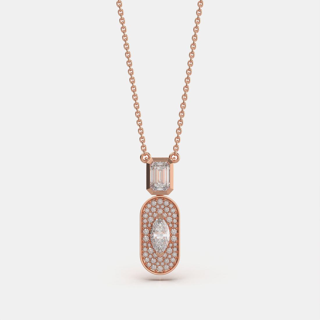 Oval Cluster Moissanite Pendant In Rose Gold