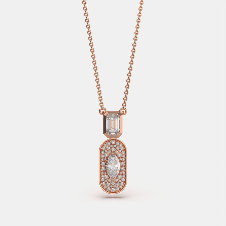 Oval Cluster Moissanite Pendant In Rose Gold