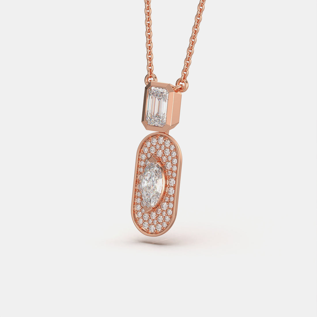 Oval Cluster Moissanite Pendant In Rose Gold