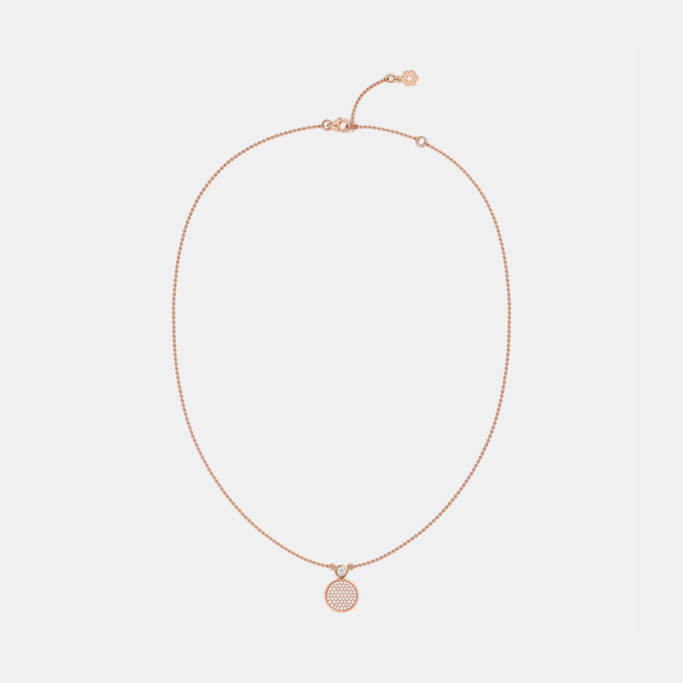 Circle Pave Moissanite Pendant In Rose Gold