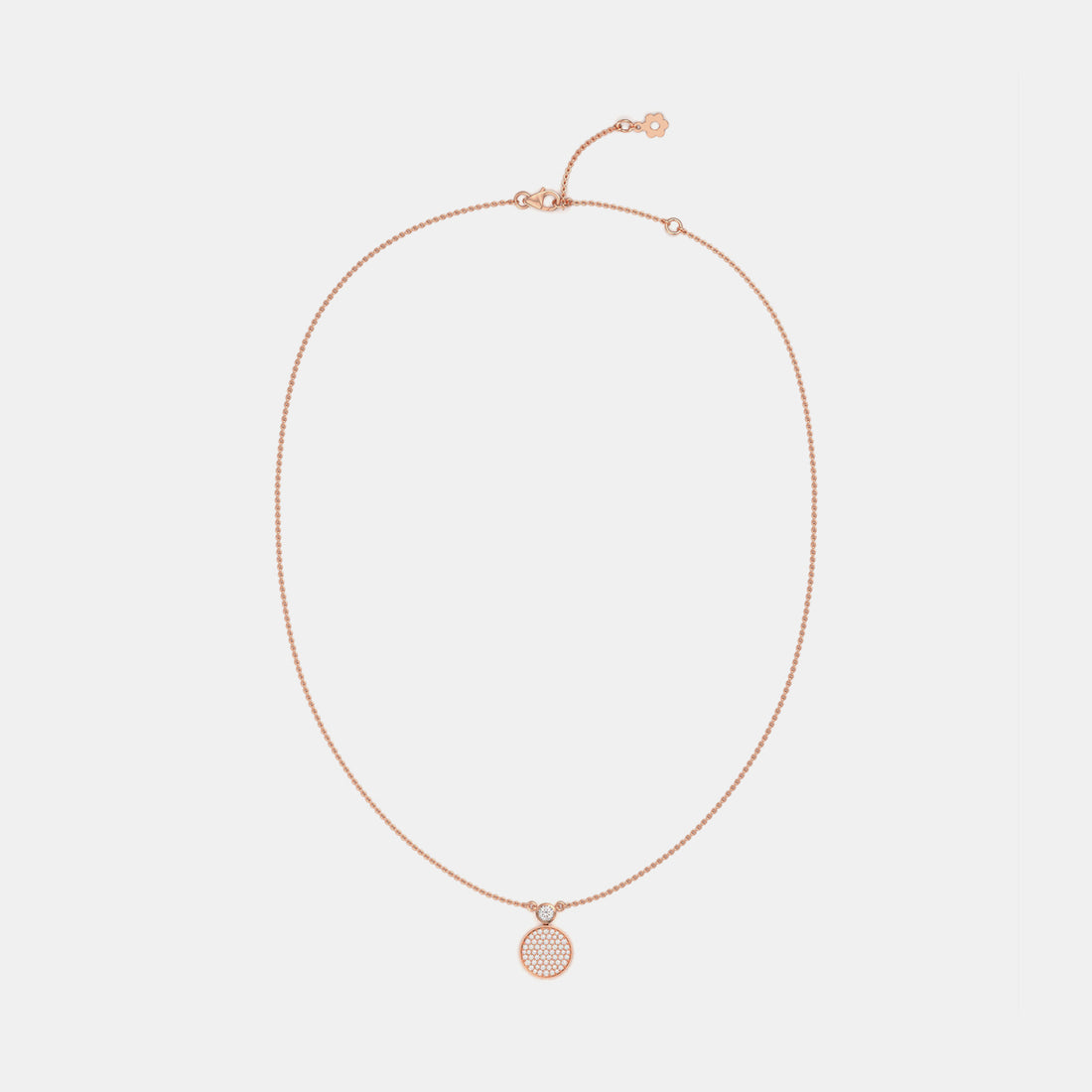 Circle Pave Moissanite Pendant In Rose Gold