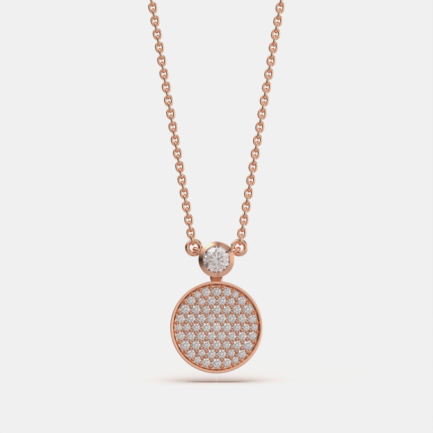 Circle Pave Moissanite Pendant In Rose Gold