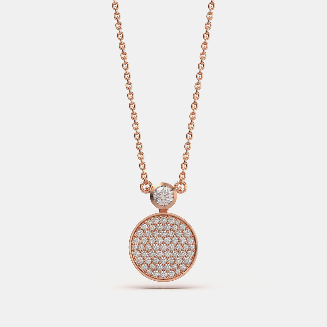 Circle Pave Moissanite Pendant In Rose Gold