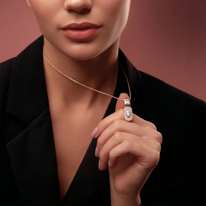 Oval Cluster Moissanite Pendant In Rose Gold