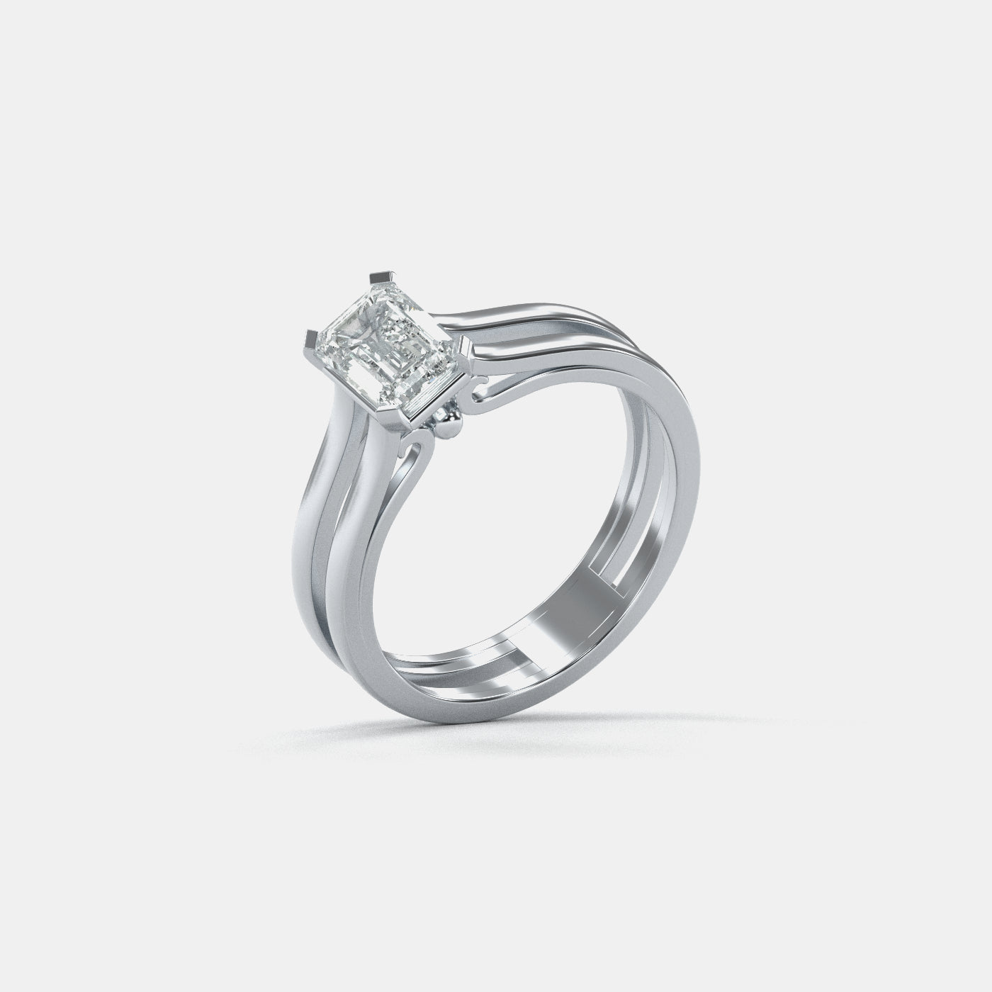 Square Solitaire Moissanite Ring In Silver