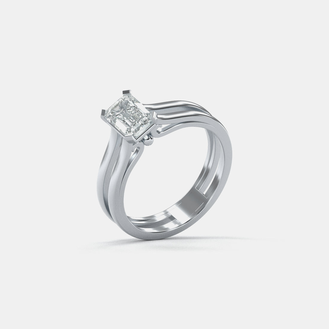 Square Solitaire Moissanite Ring In Silver