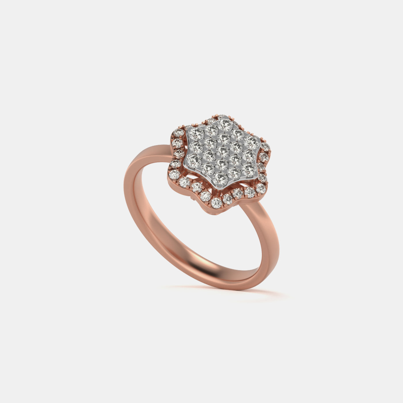 Hexagon Pave Cluster Ring In Rose Gold