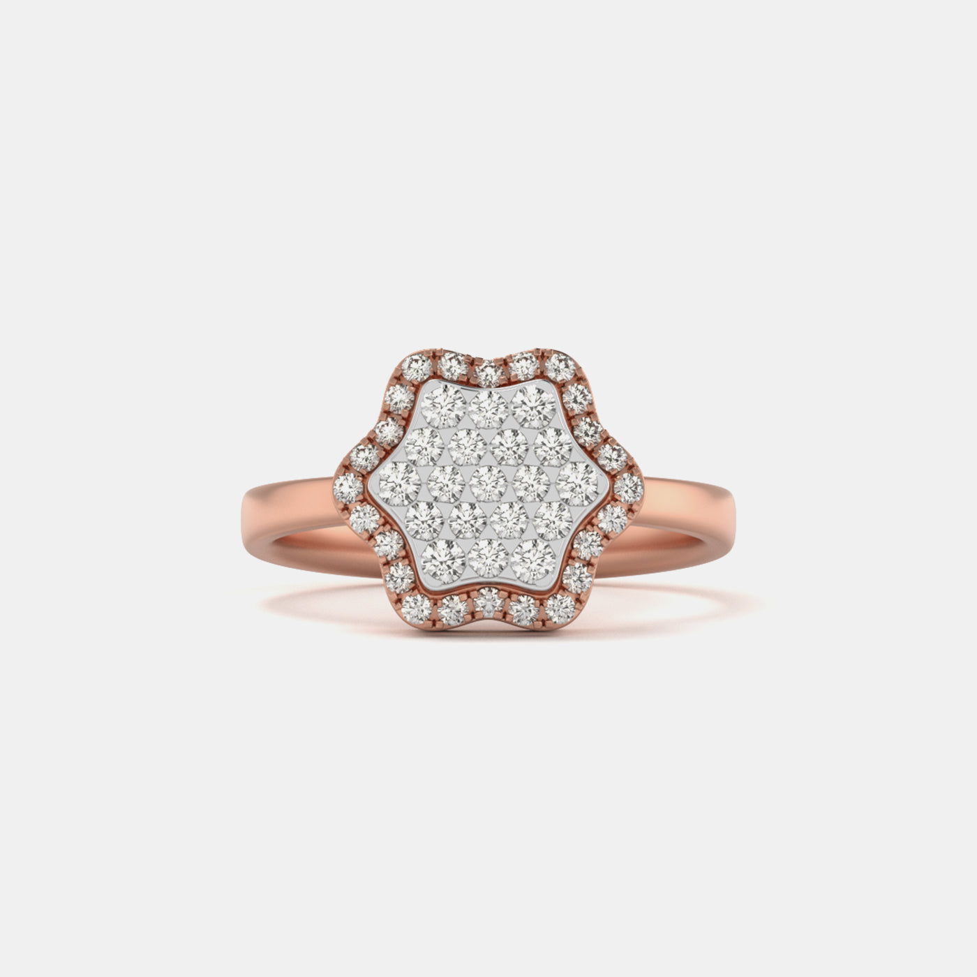Hexagon Pave Cluster Ring In Rose Gold