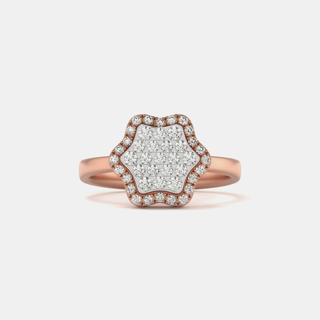 Hexagon Pave Cluster Ring In Rose Gold