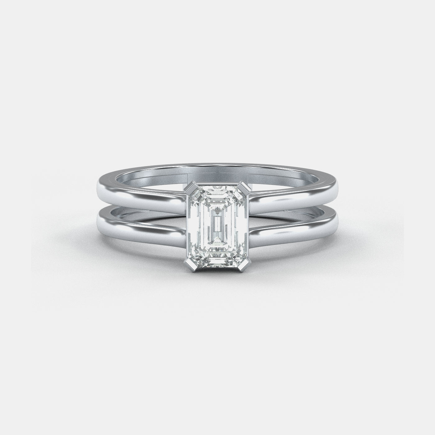 Square Solitaire Moissanite Ring In Silver