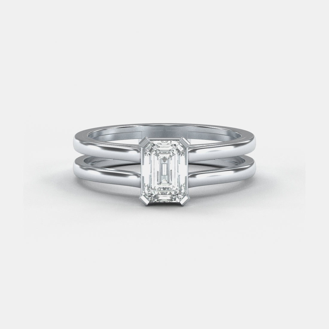 Square Solitaire Moissanite Ring In Silver
