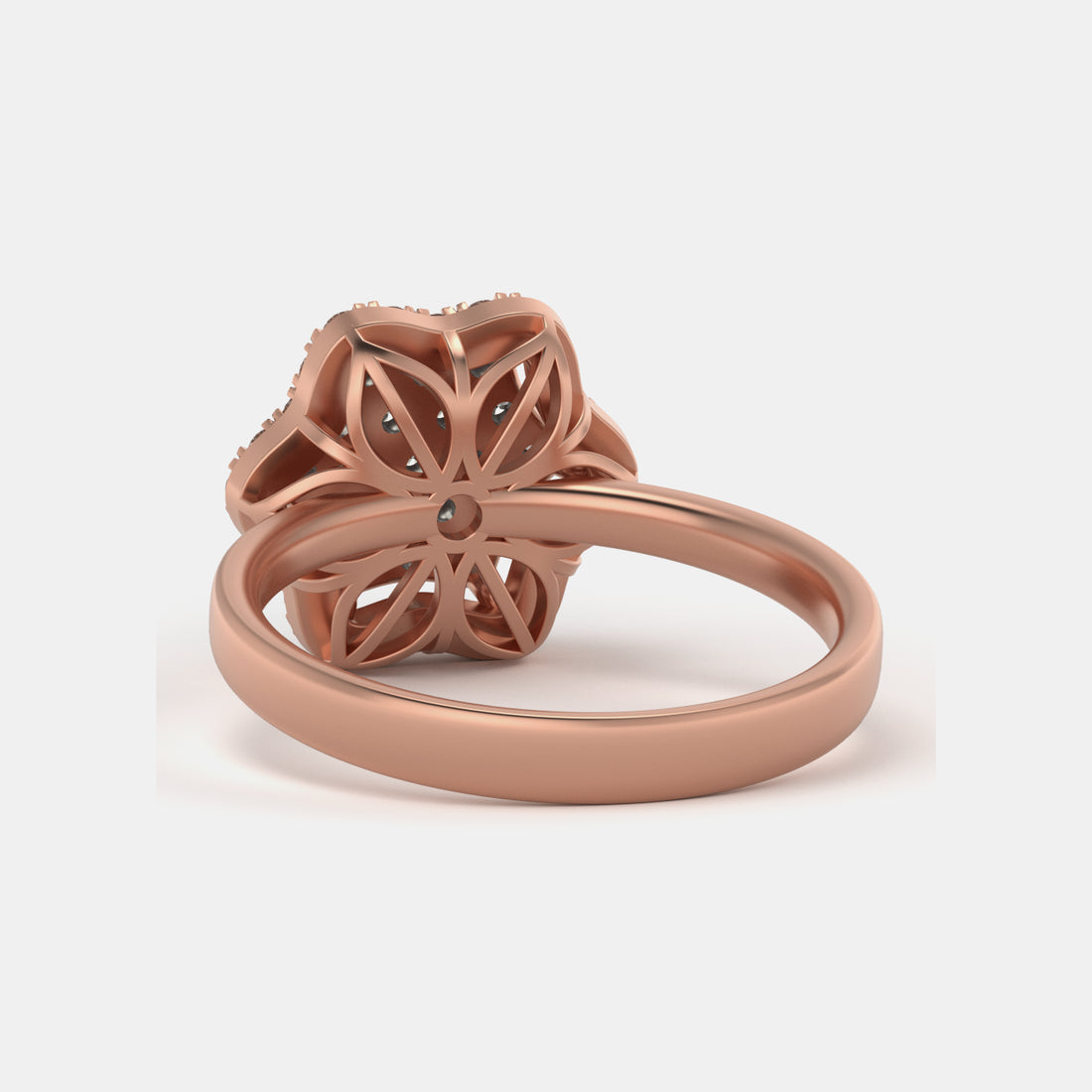 Hexagon Pave Cluster Ring In Rose Gold