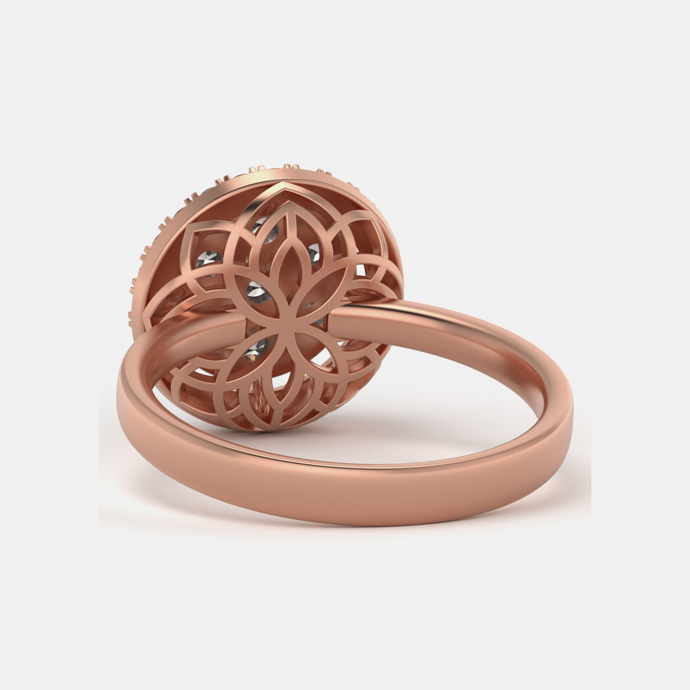 Round Cluster Halo Ring In Rose Gold