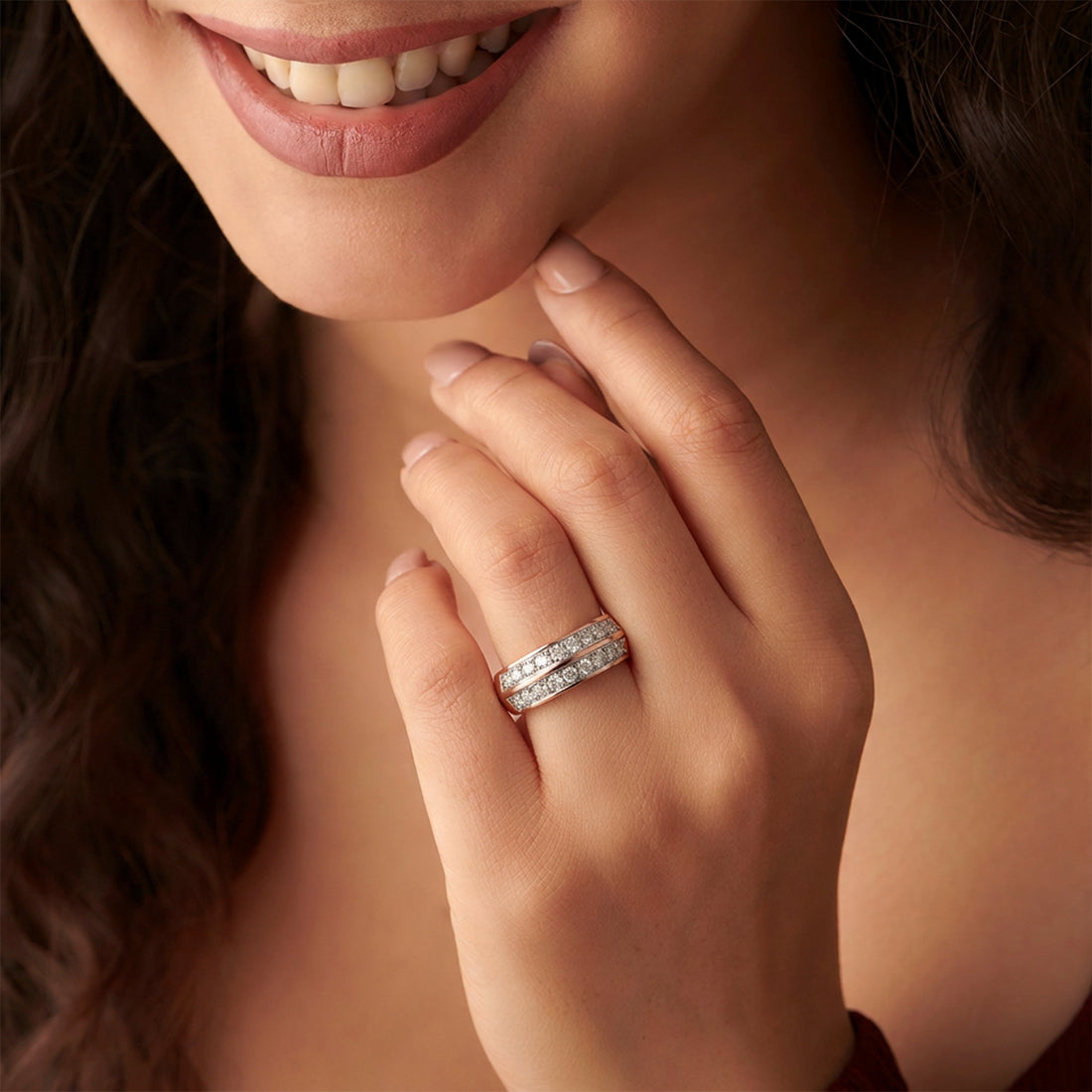 Double Row Diamond Band Ring